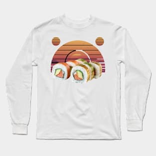 Retro sushi with vintage sunset for sushi lovers Long Sleeve T-Shirt